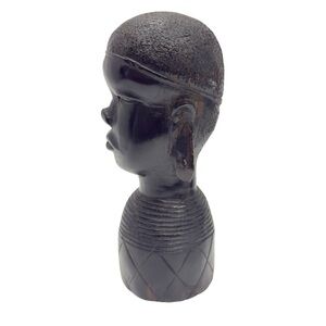 Vintage Hand-carved African Tribal Woman Black Ebony Wooden Sculpture
